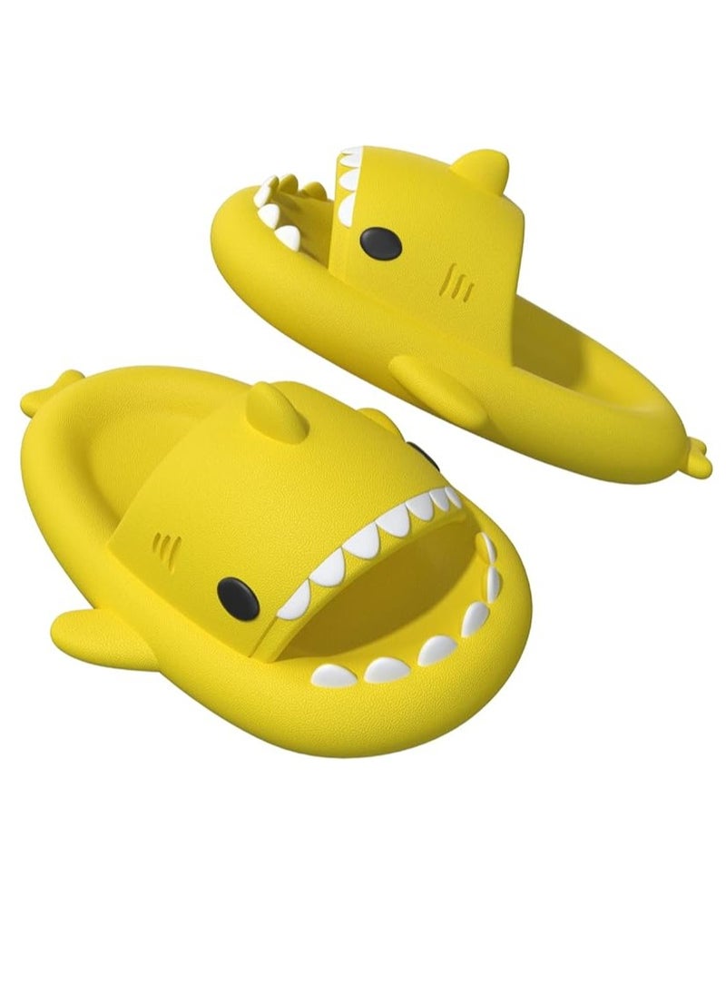 AIWANTO - Shark Slippers Kids Shark Themed Cute Slipper Anti-Slip Novelty Open Toe Slides For Boy Girls (Yellow-31EU) - Image 1