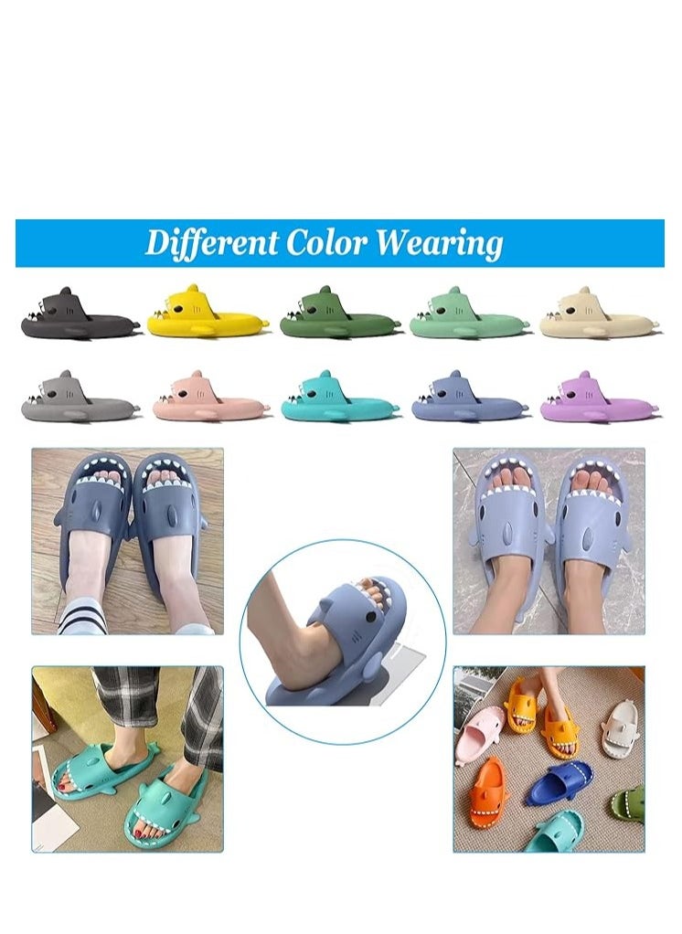 AIWANTO - Shark Slippers Kids Shark Themed Cute Slipper Anti-Slip Novelty Open Toe Slides For Boy Girls (Yellow-31EU) - Image 1