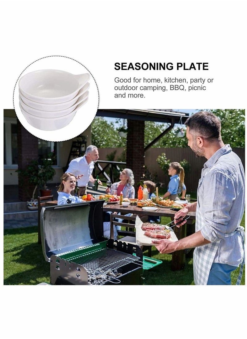 4Pcs Sauce Dish Dip Bowls, Round Seasoning Dishes with Handle, Sushi Dipping Bowl Saucers Mini Appetizer Plates