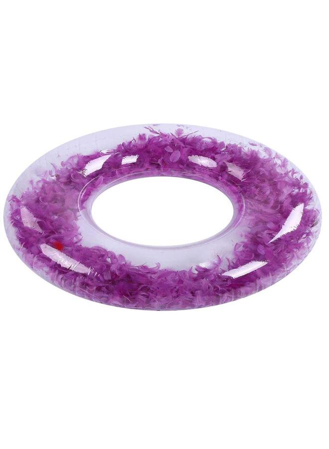 PVC Feather Decor Water Pool Inflatable Swimming Floating Ring Purple(92cm) - Image 1