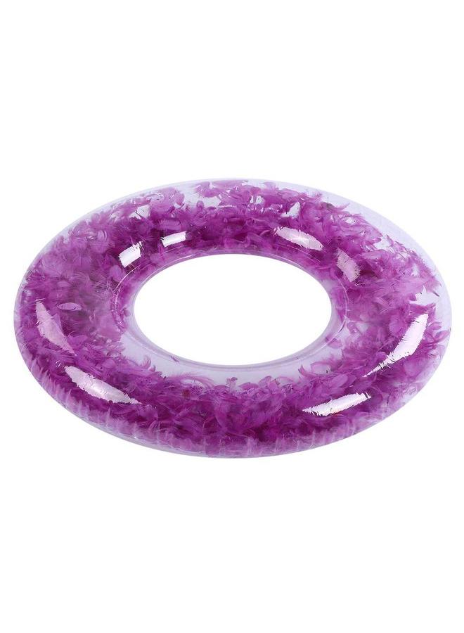 PVC Feather Decor Water Pool Inflatable Swimming Floating Ring Purple(92cm) - Image 3