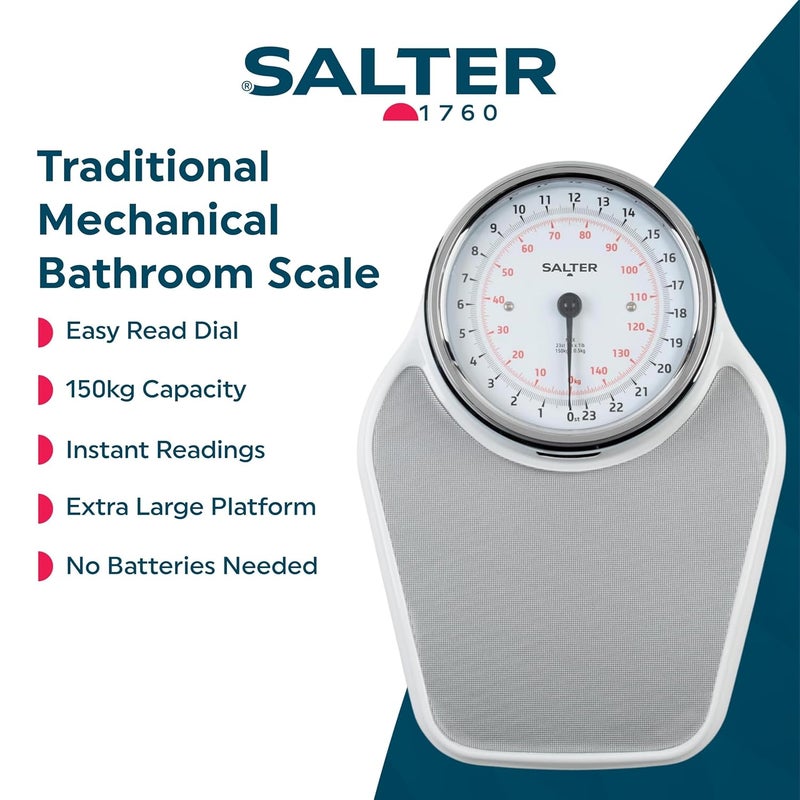 Salter Traditional Mechanical Bathroom Scale Doctors Style Bodyweight Scale Easy Read Dial Weigh Up to 150kg 23 st 7 lb Instant Readings NonSlip Extra Large Platform No Batteries Needed - Image 2