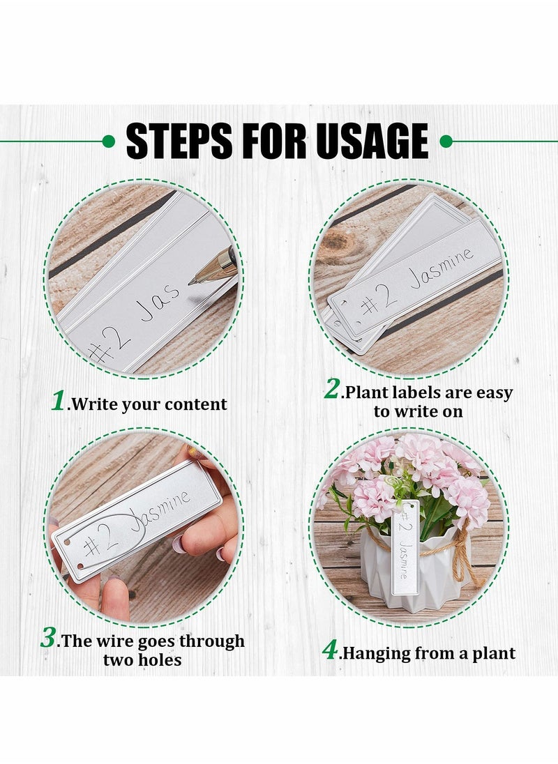 Y&D Aluminum Tree Tags with Metal Wires Double Sided Write Labels Plant Solid Stamping Waterproof Outdoor Markers for Marking Trees, Plants, Greenhouses (100 Pieces)  - Image 4
