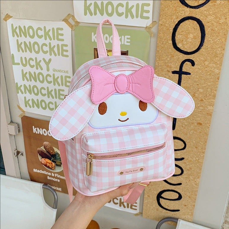 Pink Rabbit Backpack for Women, Sweet Japanese Style, Diamond Quilted - Image 3