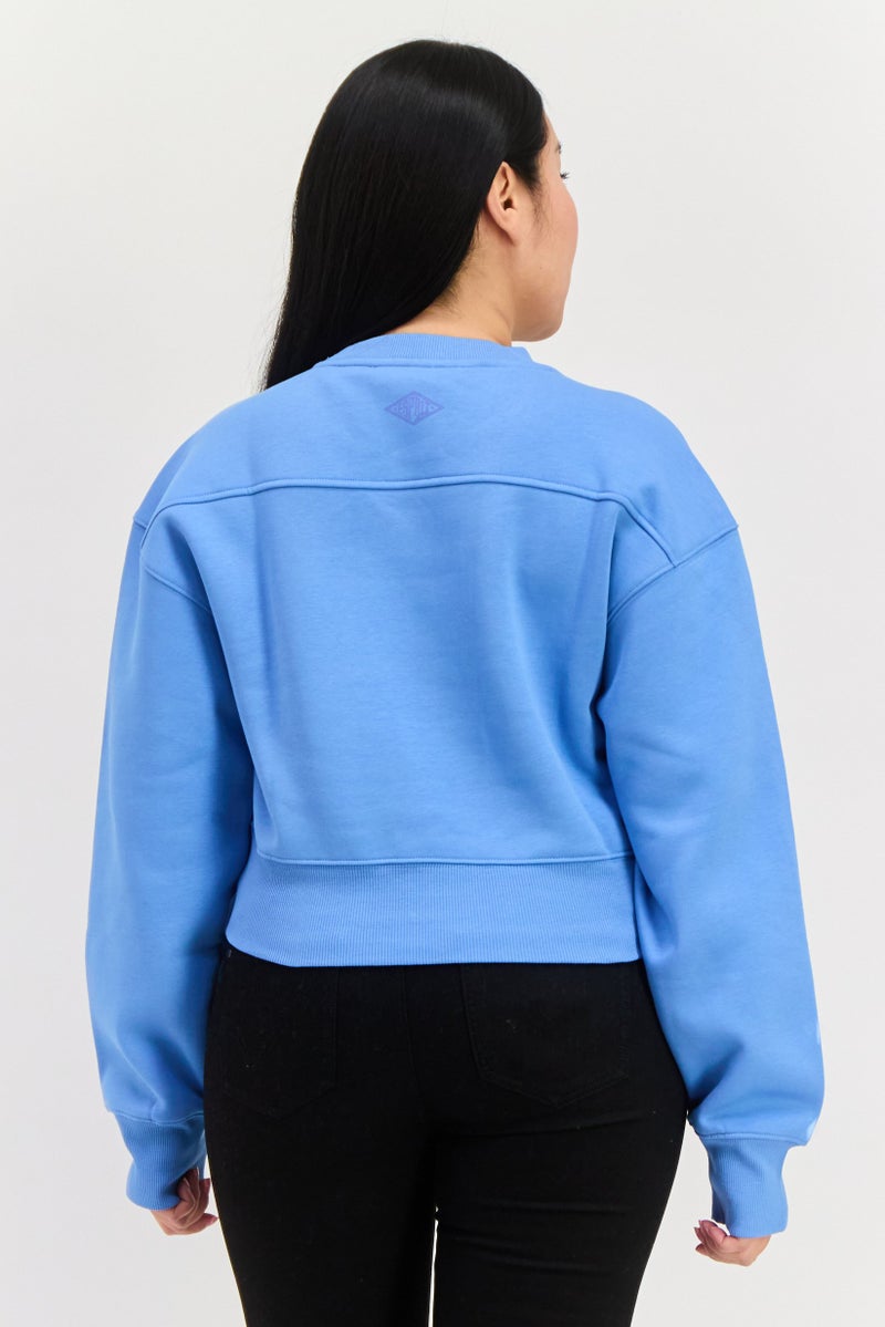 ESPRIT سويت شيرت قصير بأكمام طويلة وياقة دائرية للنساء، أزرق - Image 3