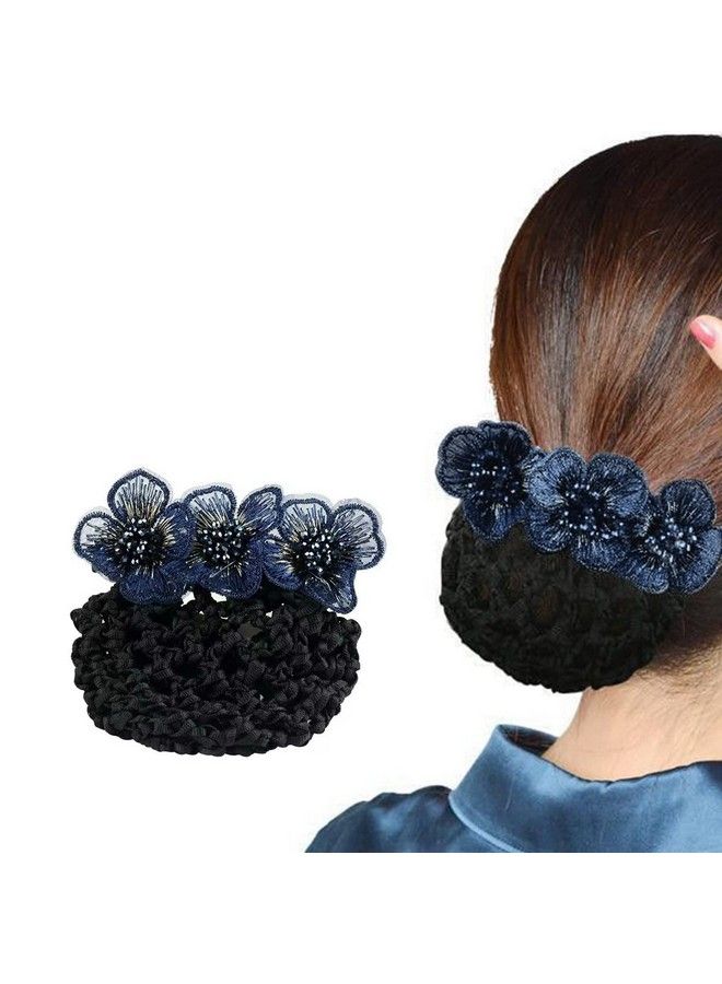 maycreate Hair Snood Net Flower Hair Bun Accessories For Women Clip Hair Net For Women For Bun Mesh Bun Maker For Hair Knit Hair Bun Cover Snood Hairnet For Daily Work Dancer Nurse - Image 2