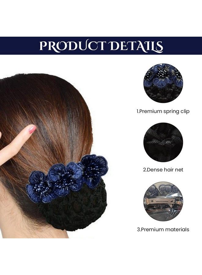 maycreate Hair Snood Net Flower Hair Bun Accessories For Women Clip Hair Net For Women For Bun Mesh Bun Maker For Hair Knit Hair Bun Cover Snood Hairnet For Daily Work Dancer Nurse - Image 4