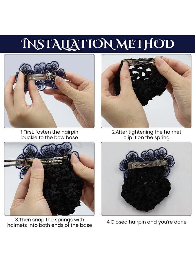 maycreate Hair Snood Net Flower Hair Bun Accessories For Women Clip Hair Net For Women For Bun Mesh Bun Maker For Hair Knit Hair Bun Cover Snood Hairnet For Daily Work Dancer Nurse - Image 5