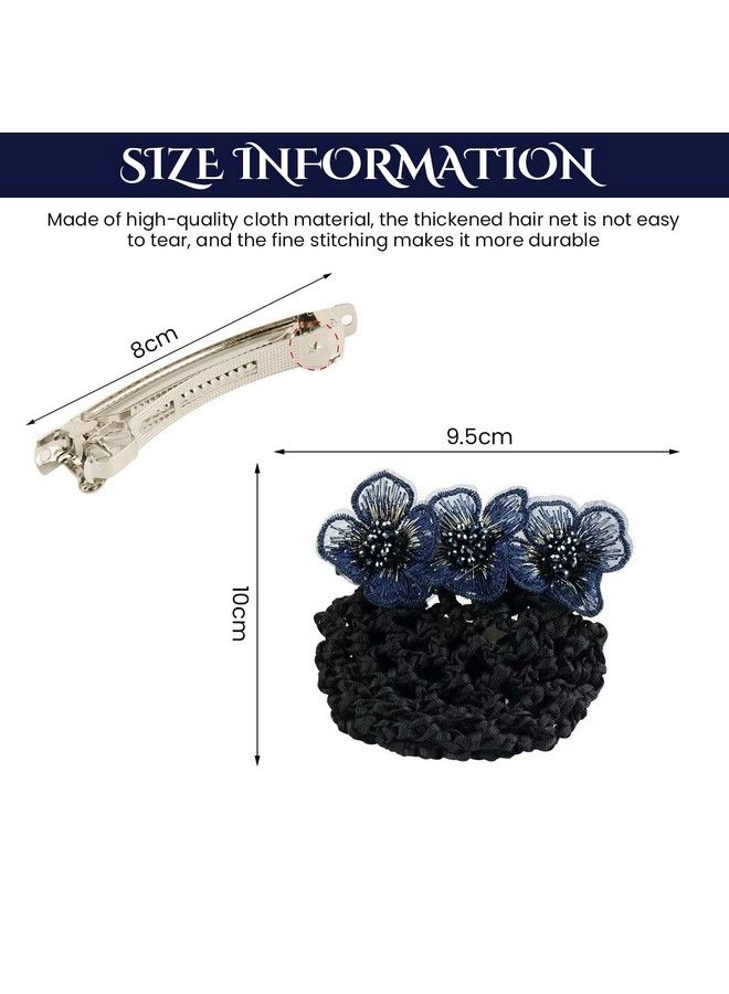 maycreate Hair Snood Net Flower Hair Bun Accessories For Women Clip Hair Net For Women For Bun Mesh Bun Maker For Hair Knit Hair Bun Cover Snood Hairnet For Daily Work Dancer Nurse - Image 3