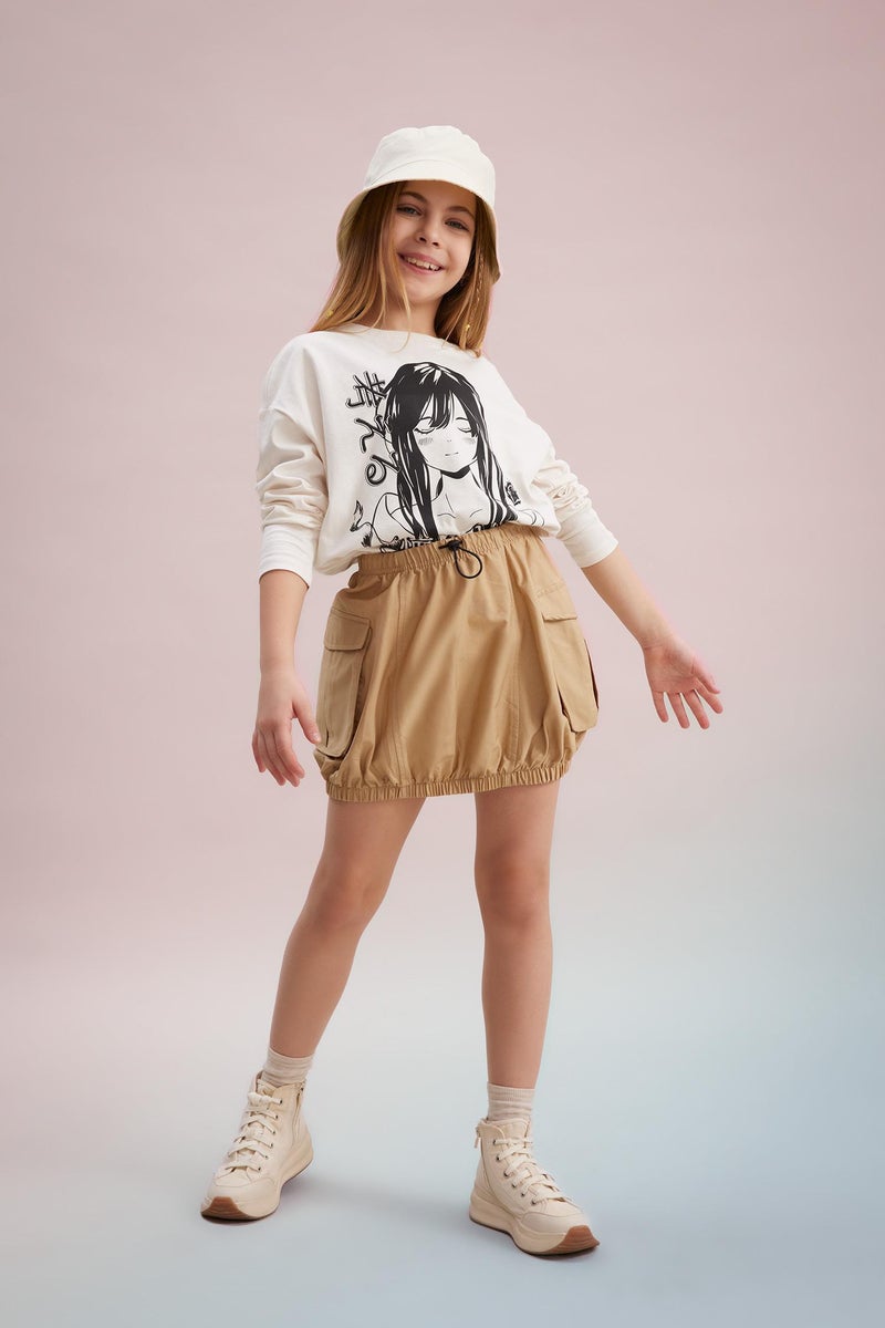 ديفاكتو جيبة كارجو بناتي قصة عادية بوبلين بجيوب - Image 3