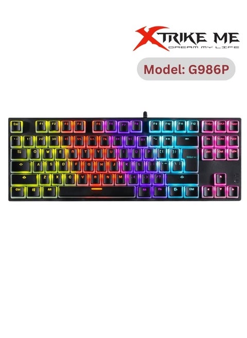 Gaming Keyboard GK-986P Gaming Mechanical Keyboard Rainbow Backlight Wired Keyboard 87 Keys