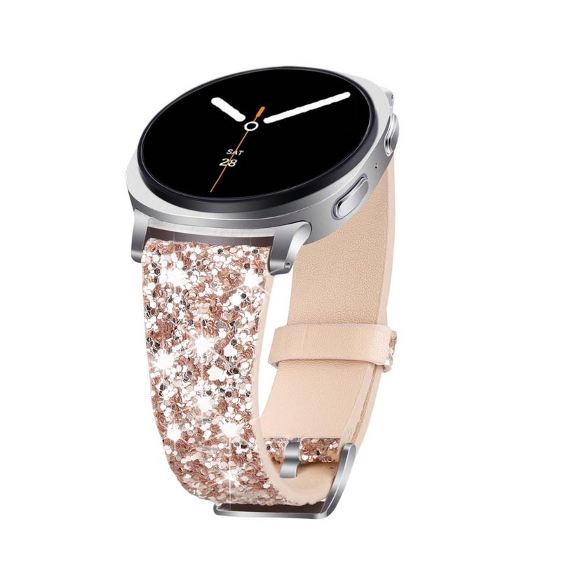 DGG سوار ساعة ذكية متوافق مع Samsung Galaxy Watch بملاءمة قابلة للتعديل وحزام بديل للاستخدام اليومي باللون ذهبي وردي قابل للتعديل باللون الذهبي - Image 1