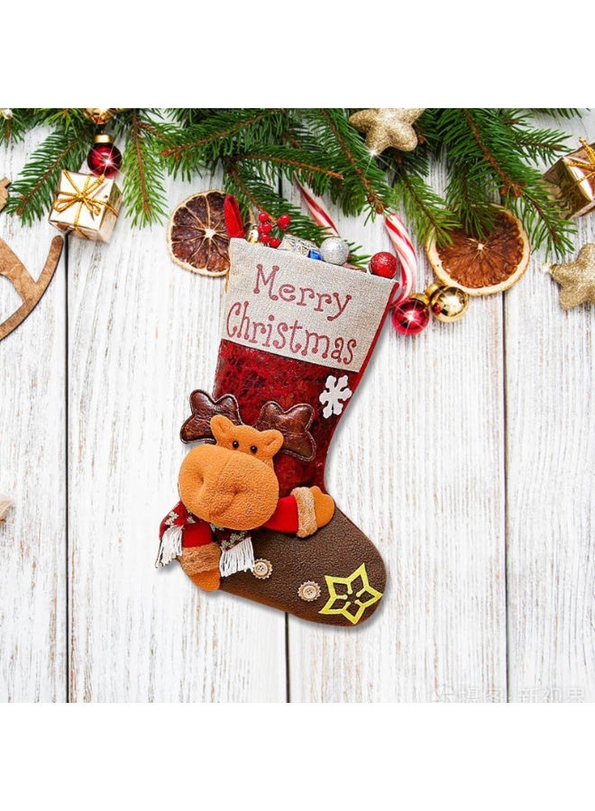 Personalized Christmas Stocking, 18" Large Size Christmas Stockings Ornaments, Cute 3D Santa Xmas Stocking Holiday Party Decoration Gifts for Family Kids, Christmas Tree Décor. - Image 1