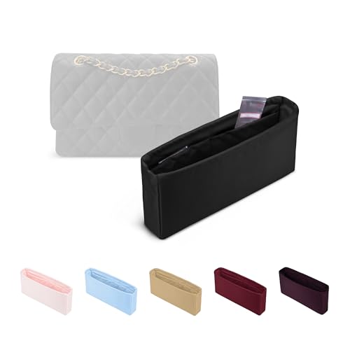 KINGS IN BAG Purse Organizer Insert SilkySoft Lightweight Design MultiPocket Keeps Bag Organized Protects Interior Fits Chanel Classic Flap Medium Ideal for Travel Daily UseBlack CF Medium 25 - Image 1