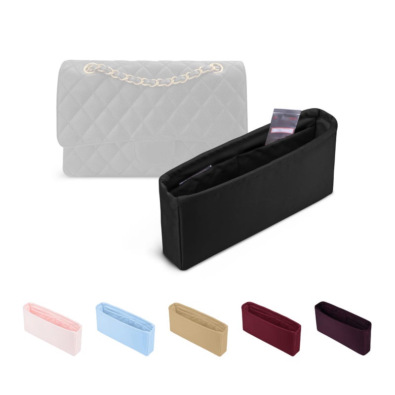 KINGS IN BAG Purse Organizer Insert SilkySoft Lightweight Design MultiPocket Keeps Bag Organized Protects Interior Fits Chanel Classic Flap Medium Ideal for Travel Daily UseBlack CF Medium 25 - Image 2