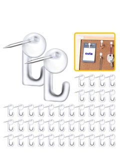 100pcs Plastic Heads Pin Tacks, Push Pins Hooks Thumb Tacks Pin Hooks Push Pins Hanger for Cork Board Map Calendar Photos Poster Key Ring Wall (Transparent)