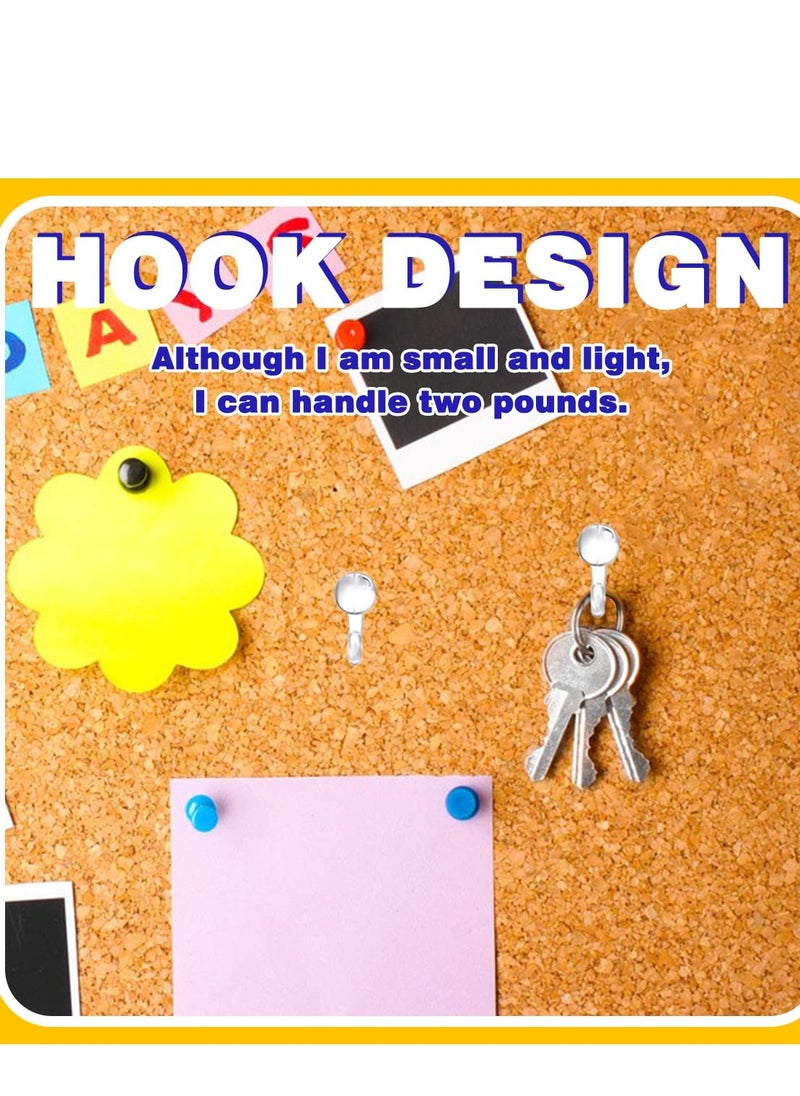 SYOSI - 100pcs Plastic Heads Pin Tacks, Push Pins Hooks Thumb Tacks Pin Hooks Push Pins Hanger for Cork Board Map Calendar Photos Poster Key Ring Wall (Transparent) - Image 1