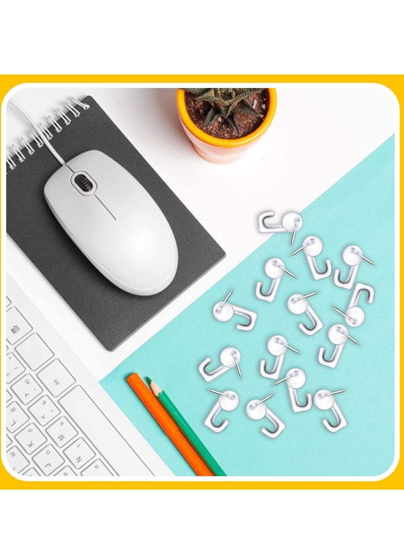SYOSI - 100pcs Plastic Heads Pin Tacks, Push Pins Hooks Thumb Tacks Pin Hooks Push Pins Hanger for Cork Board Map Calendar Photos Poster Key Ring Wall (Transparent) - Image 1