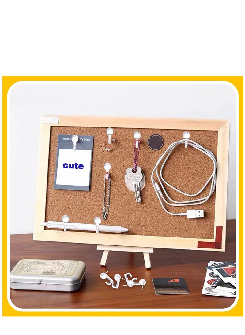 SYOSI - 100pcs Plastic Heads Pin Tacks, Push Pins Hooks Thumb Tacks Pin Hooks Push Pins Hanger for Cork Board Map Calendar Photos Poster Key Ring Wall (Transparent) - Image 1