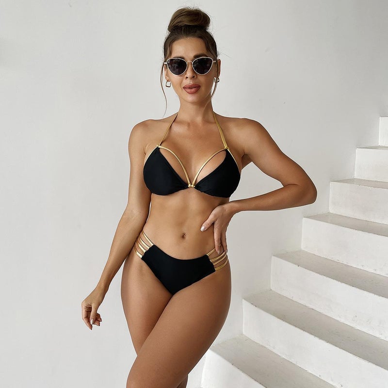 بيكيني جديد بيكيني بلون نقي حمالة برونزية ملابس سباحة للنساء - Image 5