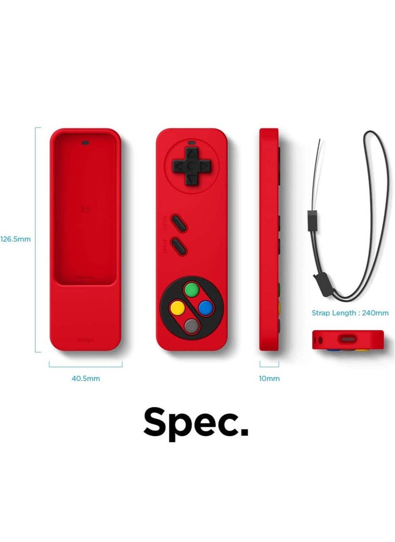 R4 Retro for Apple TV Siri Remote 1st Generation Apple TV Remote Case Cover Classic Controller Design with Lanyard - Red
