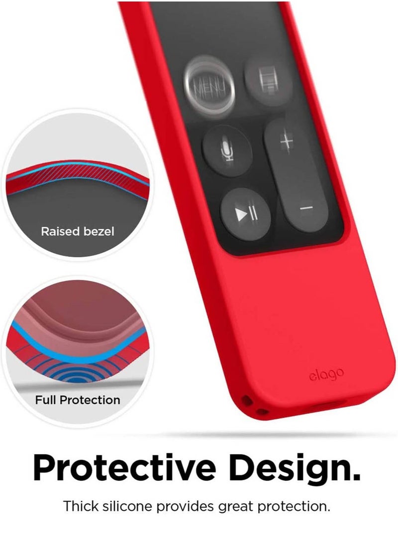 R4 Retro for Apple TV Siri Remote 1st Generation Apple TV Remote Case Cover Classic Controller Design with Lanyard - Red