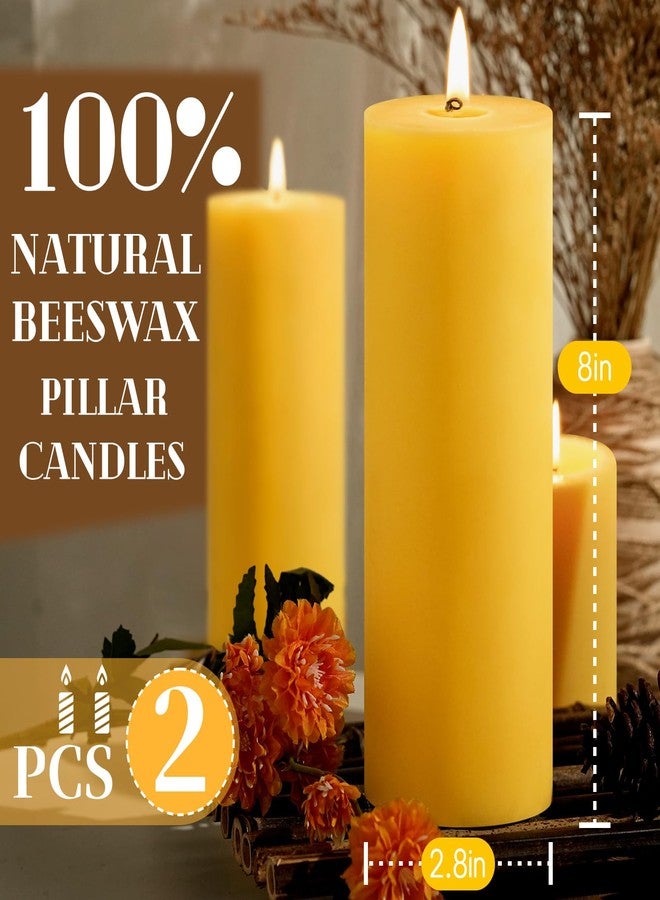 MAKALONE 2.8x8in Beeswax Pillar Candles -2pcs - Image 2