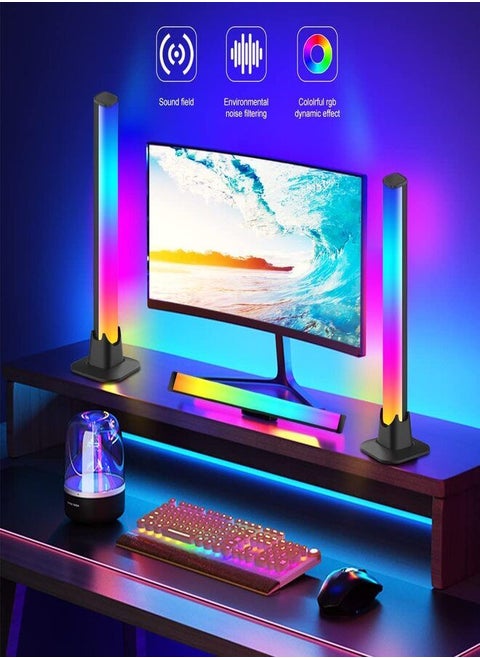 RGB Light Bar Ambient Lighting Flow Gaming Lights Bar RGB Led Lights For TV Backlight Mood Lighting With 18 Music Modes Smart Light Bar Bluetooth APP Controlled Led Light Bar For Room PC