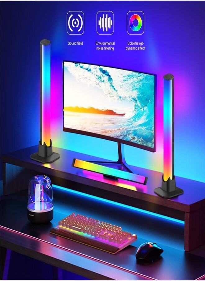 RGB Light Bar Ambient Lighting Flow Gaming Lights Bar RGB Led Lights For TV Backlight Mood Lighting With 18 Music Modes Smart Light Bar Bluetooth APP Controlled Led Light Bar For Room PC