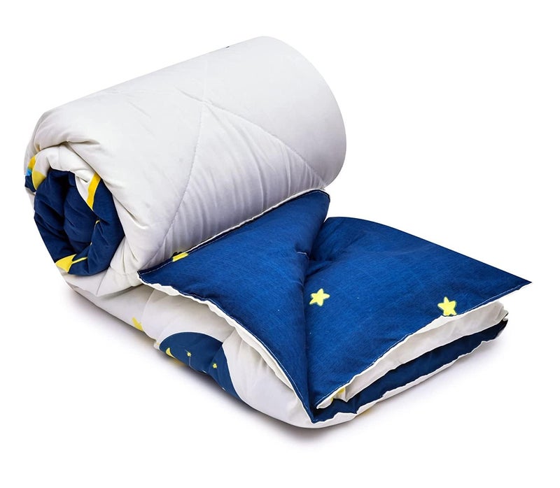 Filymore Good Night Comforter for Kids Girls - Cute Cartoon Print Single Bed Blanket, Microfiber Dohar for Boys & Girls | Soft Kids Winter & Summer Quilt |60x90 Inches (Blue and Cream) - Image 3