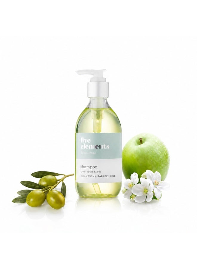 Kimirica Five Elements Green Apple & Aloe Shampoo made with Naturally Derived Extracts for Soft, Smooth, & All Hair Types, 100% Vegan, Paraben and SLS Free, 300ml - Image 1