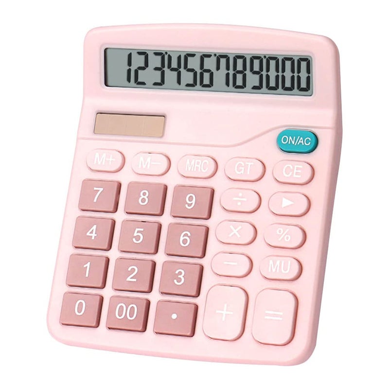 2PCS Solar Dual Power Calculator 12 Digit Large Display for Students Office School Pink Blue - Image 5