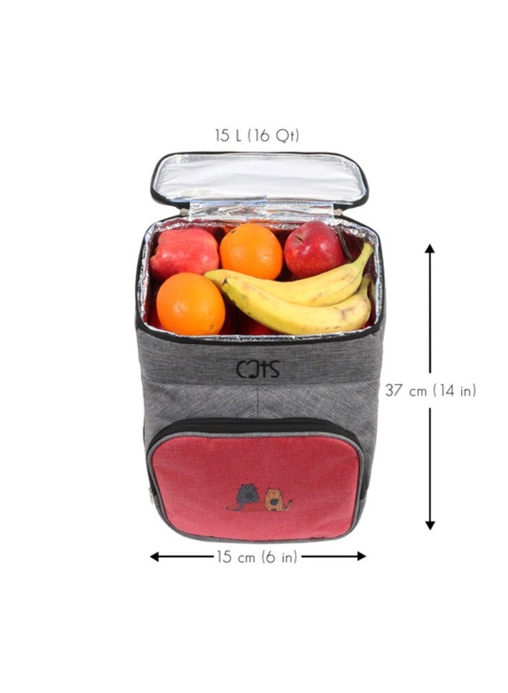 بيج ديزاين حقيبة ظهر معزولة من بيج ديزاين، صندوق غداء ناعم ومبرد، مقاوم للماء، متوسط ​​الحجم، حقيبة غداء معزولة، نقل الطعام الساخن والبارد، مثالية للمكتب، المدرسة، النزهة، استخدام التخييم، للرجال والنساء، 16 لتر - Image 5