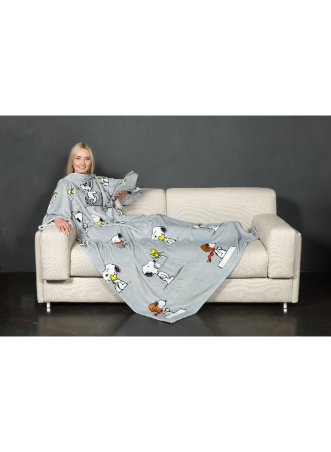 Kanguru Polyester Blanket With Sleeves and a Pocket - Deluxe Snoopy Print 140x180 cm  - Image 4