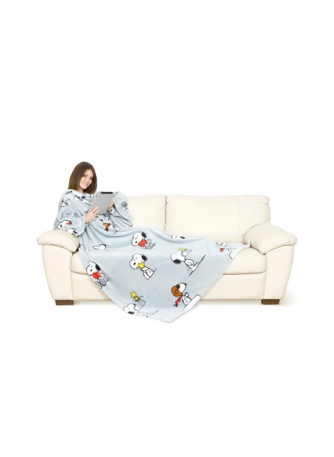 Kanguru Polyester Blanket With Sleeves and a Pocket - Deluxe Snoopy Print 140x180 cm