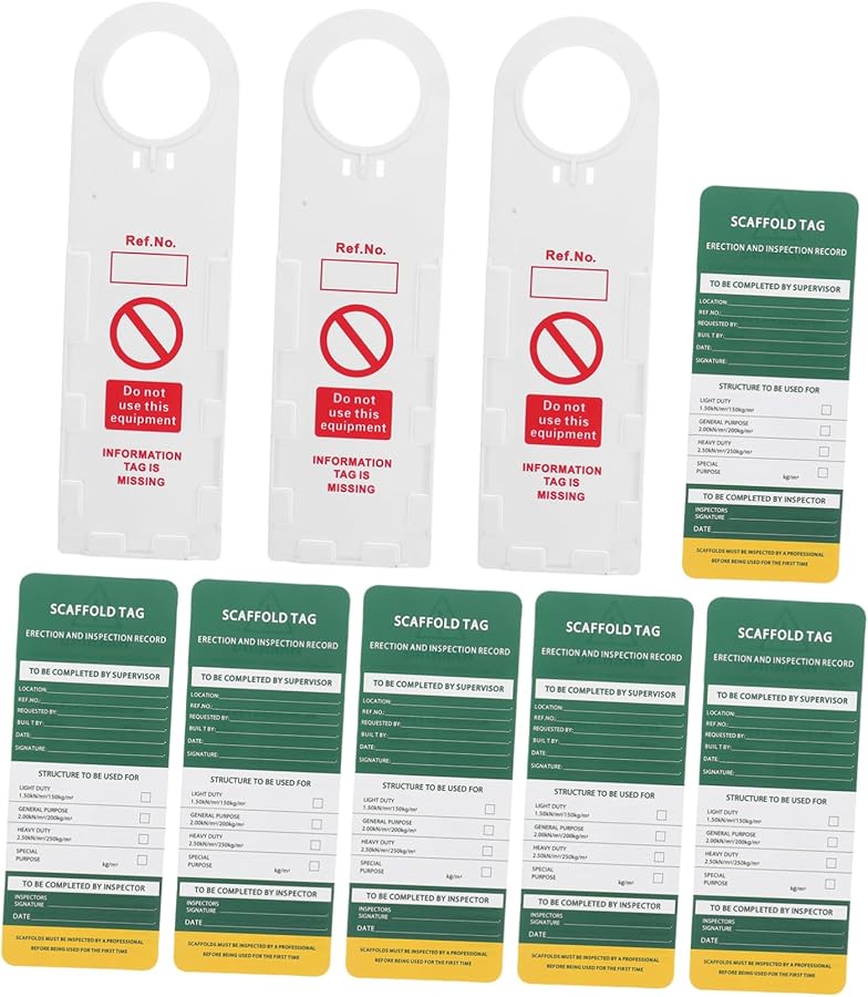 9 Pcs Industrial Ladder Inspection Kit Weatherproof Scaffold Safety Tags Holders - Image 2
