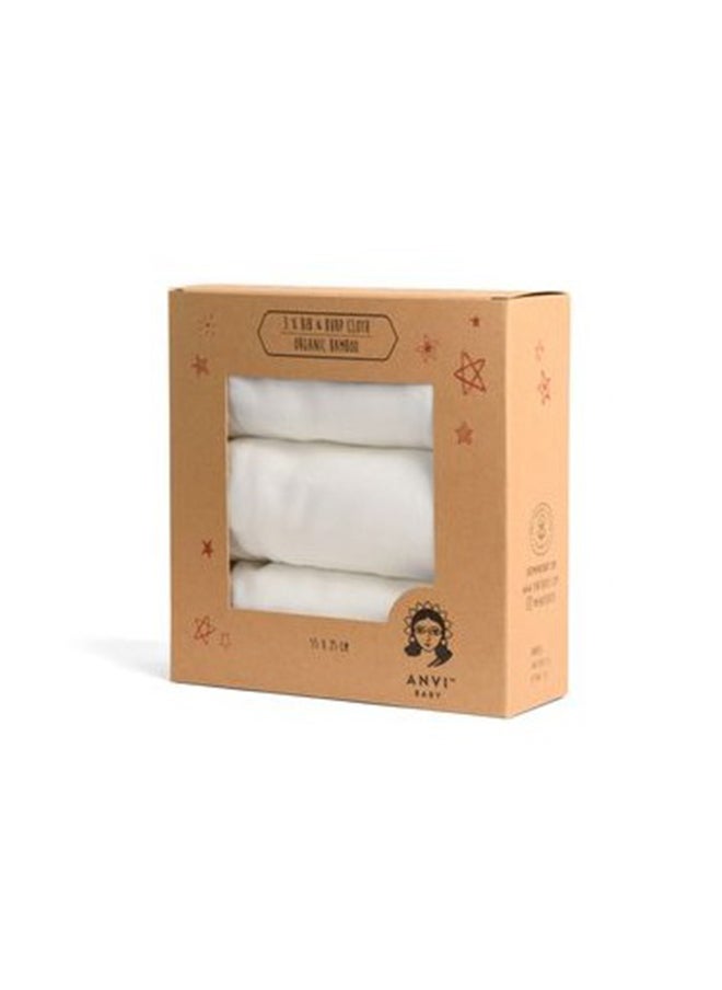 Anvi Baby Set of 3 Organic Bamboo Burp and Bib Cloth White  - Image 2