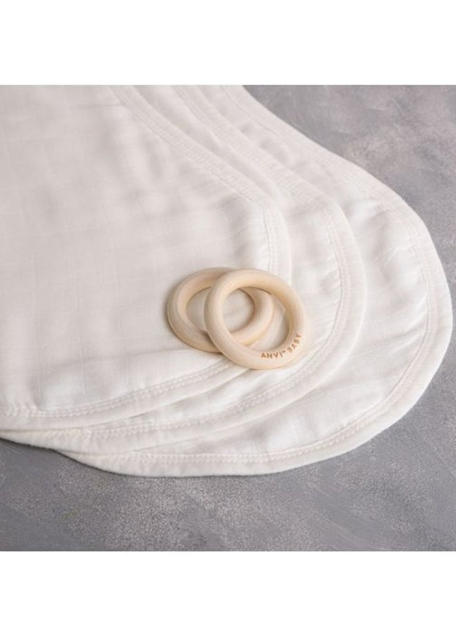 Anvi Baby Set of 3 Organic Bamboo Burp and Bib Cloth White  - Image 3