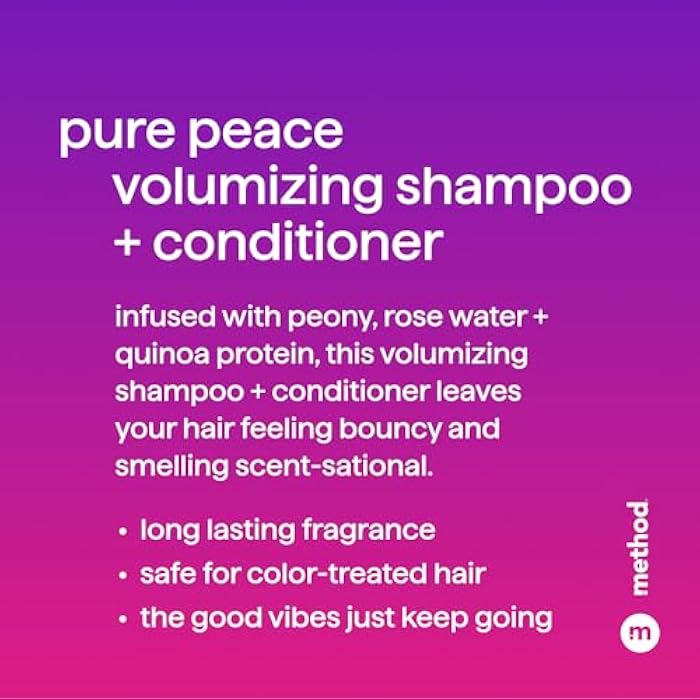 Method Volumizing Shampoo, Pure Peace with Rose, Peony, and Pink Sea Salt Scent Notes, Paraben and Sulfate Free, 14 oz (Pack of 1) - Image 5