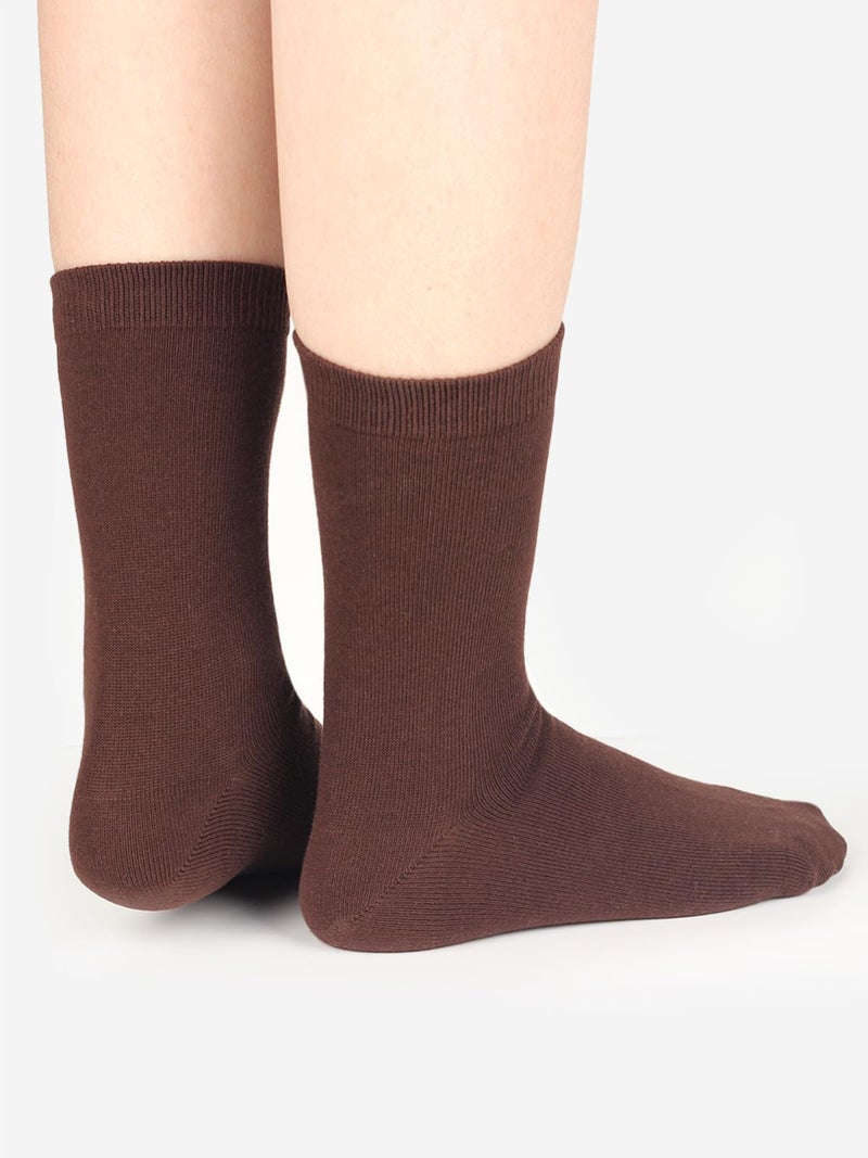 COTTON DAY Women's Soft Combed Cotton Dress Socks Seamless Toe (Beige Brown Cocoa 9-11) - Image 5