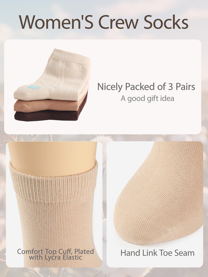 COTTON DAY Women's Soft Combed Cotton Dress Socks Seamless Toe (Beige Brown Cocoa 9-11) - Image 4