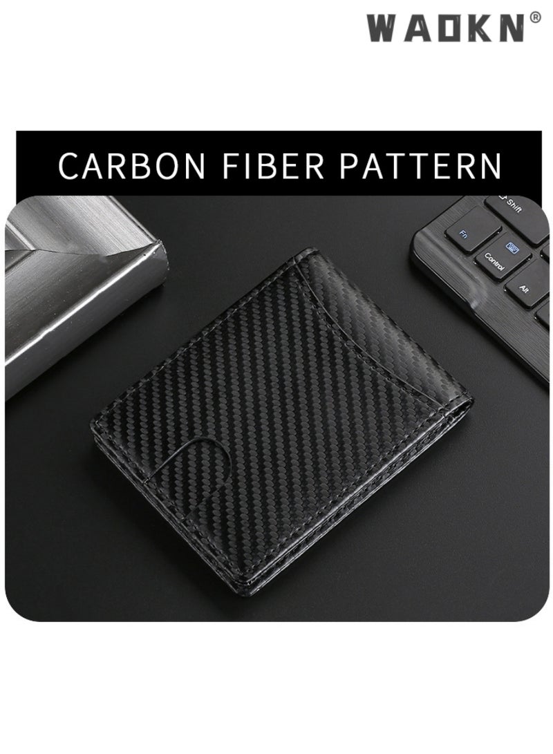 WAOKN Wallet for Men Slim Larger Capacity-Leather Money Clip Mens Wallet - RFID Blocking Front Pocket Bifold Wallet - Minimalist Credit Card Holder with ID Window Man Birhtday Present - Image 3