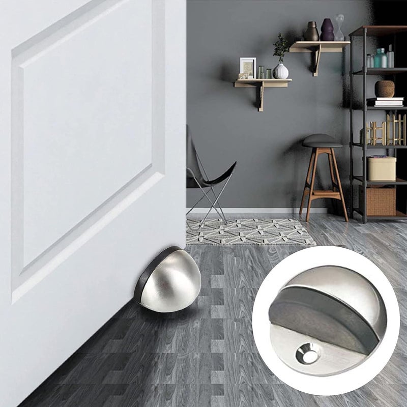 BEANPRECOY 4 Pcs Floor Door Stopper, Single Hole Stainless Steel Door Stopper Floor Mounted Doorstop with Hardware Screws and 3M Adhesive, Heavy Duty Floor Door Stop for Protect Wall and Furniture - Image 3