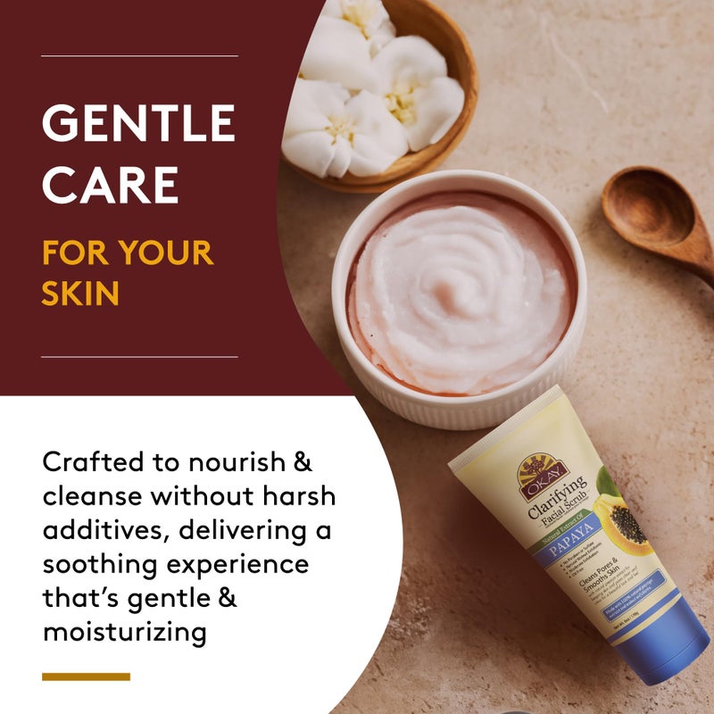 OKAY Oil Control Facial Scrub Exfoliator - Exfoliating Face Wash, Face Scrub for Women and Men, Moisturizing and Brightening, Leaves Skin Smooth and Clean, Paraben Free - Papaya, 6 Oz (Pack of 1) - Image 5