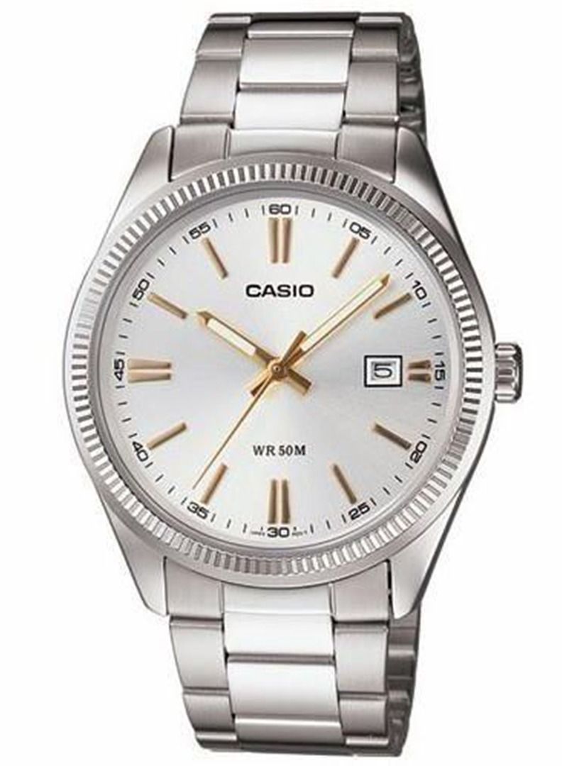 كاسيو Men's Enticer Water Resistant Analog Watch MTP-1302D-7A2VDF - 44 mm - Silver - Image 1