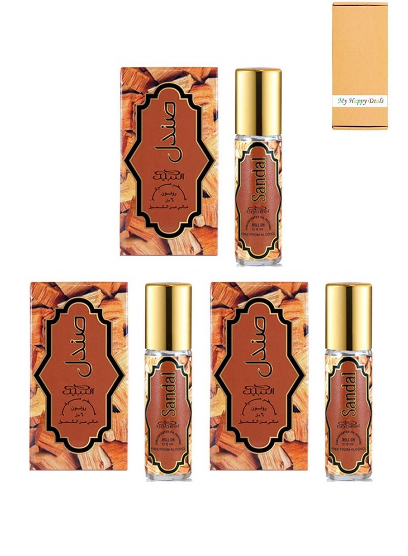 Nabeel 3 Pcs Nabeel Sandal Alcohol Free Roll On Oil Perfume 6ML - Image 1