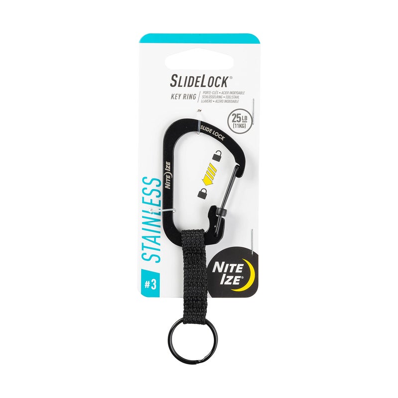 Nite Ize CSLW301R6 SlideLock Ring Aluminum Locking Carabiner Key 325lb Capacity Black - Image 2