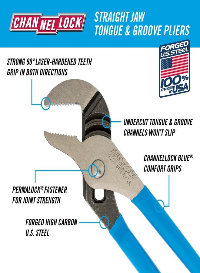 Channellock 420 1-1/2-Inch Jaw Capacity 9-1/2-Inch Tongue and Groove Plier - Image 2