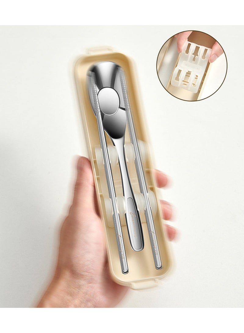1 Set DIY Stainless Steel Portable Tableware Reusable Camping Silverware Cutlery Flatware Set Include Spoon Chopsticks with Case  - Image 4