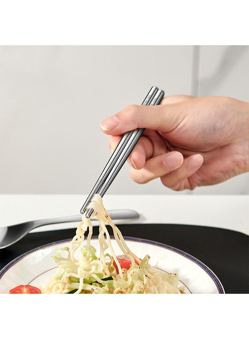 1 Set DIY Stainless Steel Portable Tableware Reusable Camping Silverware Cutlery Flatware Set Include Spoon Chopsticks with Case  - Image 5
